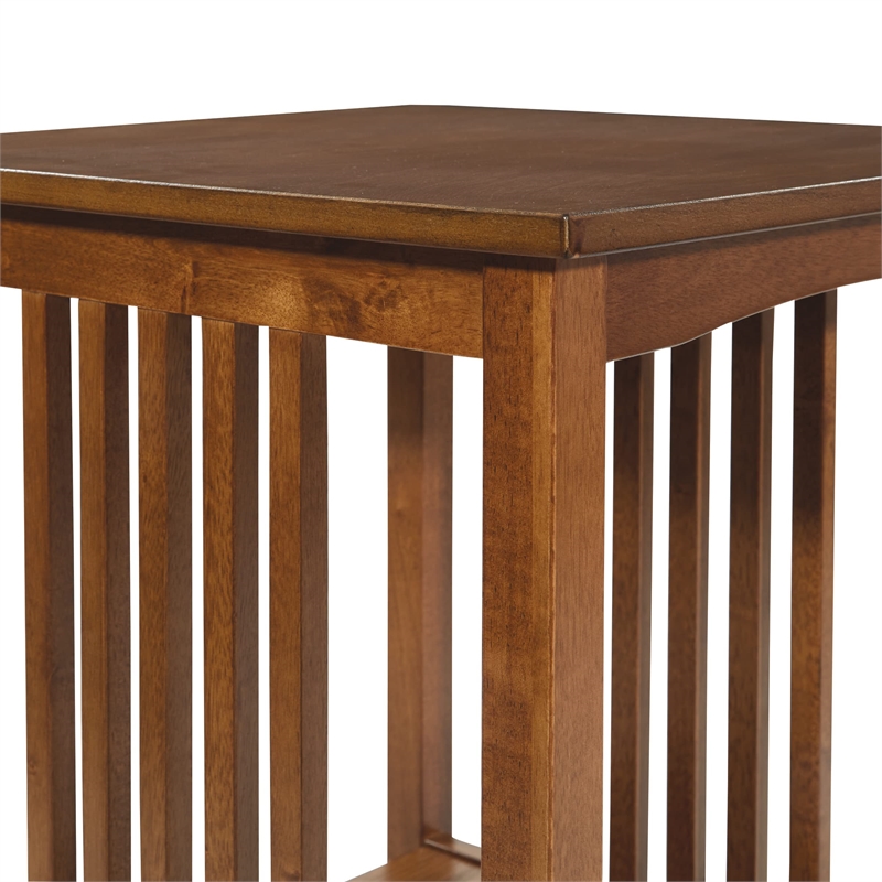 Pemberly Row Mission End Table In Ash Brown Finish Engineered Wood