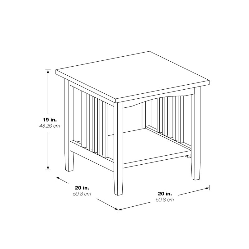 Pemberly Row Mission End Table In Ash Brown Finish Engineered Wood