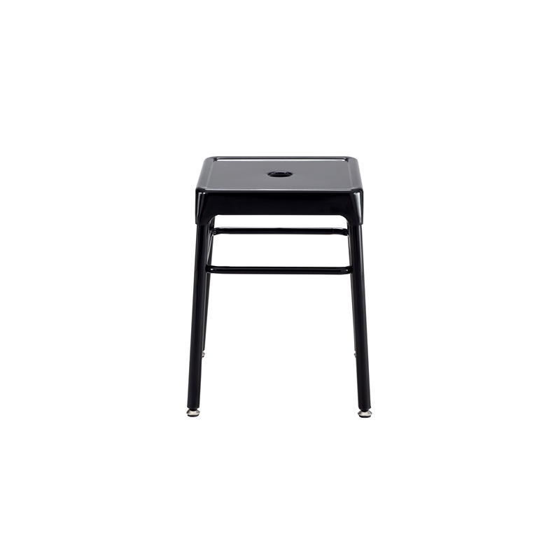 Pemberly Row Steel Backless Guest Stool in Glossy Black - 15.25