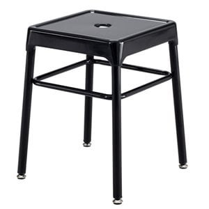 Pemberly Row Steel Backless Guest Stool in Glossy Black - 15.25&quotW x 18&quotH