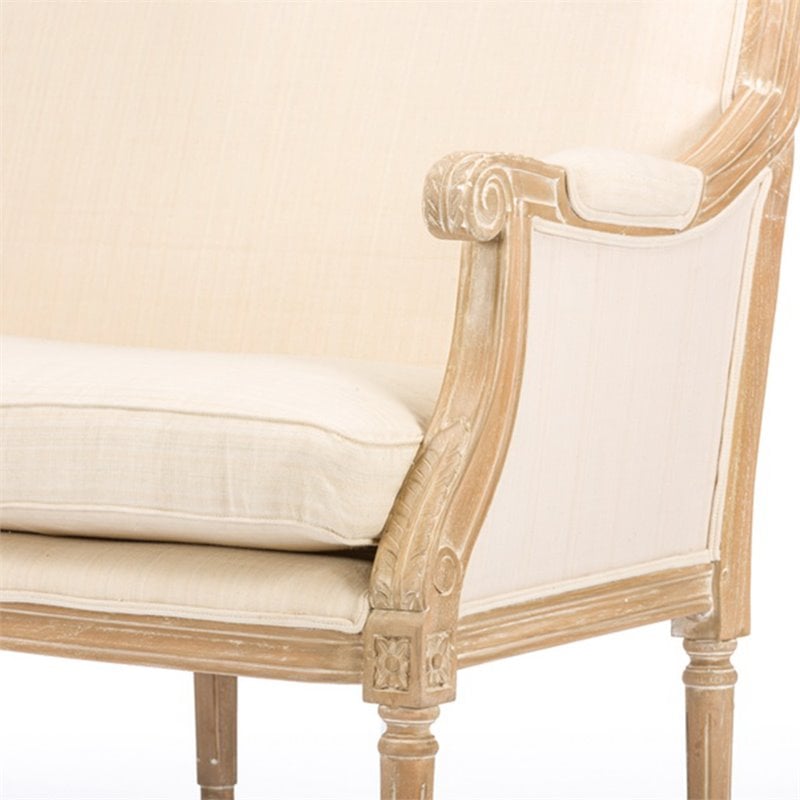 Pemberly Row Contemporary Loveseat in Light Beige and Natural
