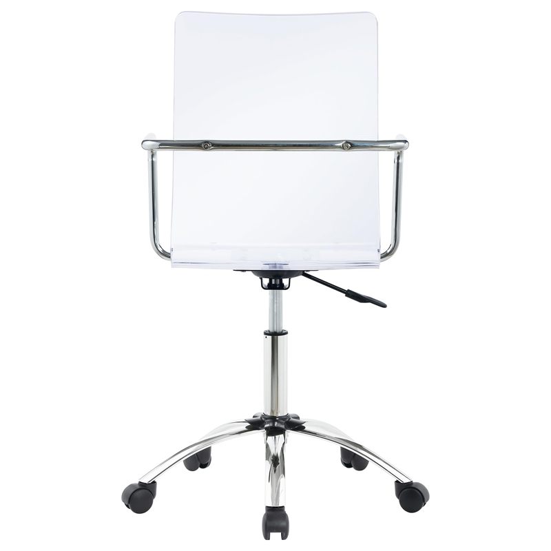 Pemberly Row Swivel Metal Frame Office Chair in Clear Acrylic Seat