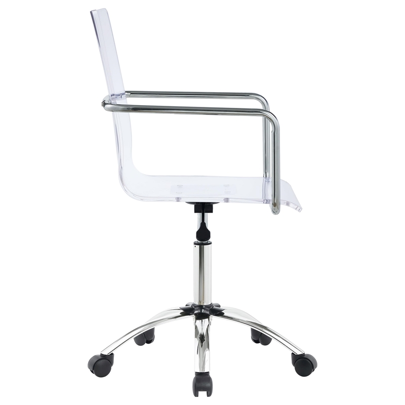 Pemberly Row Swivel Metal Frame Office Chair in Clear Acrylic Seat
