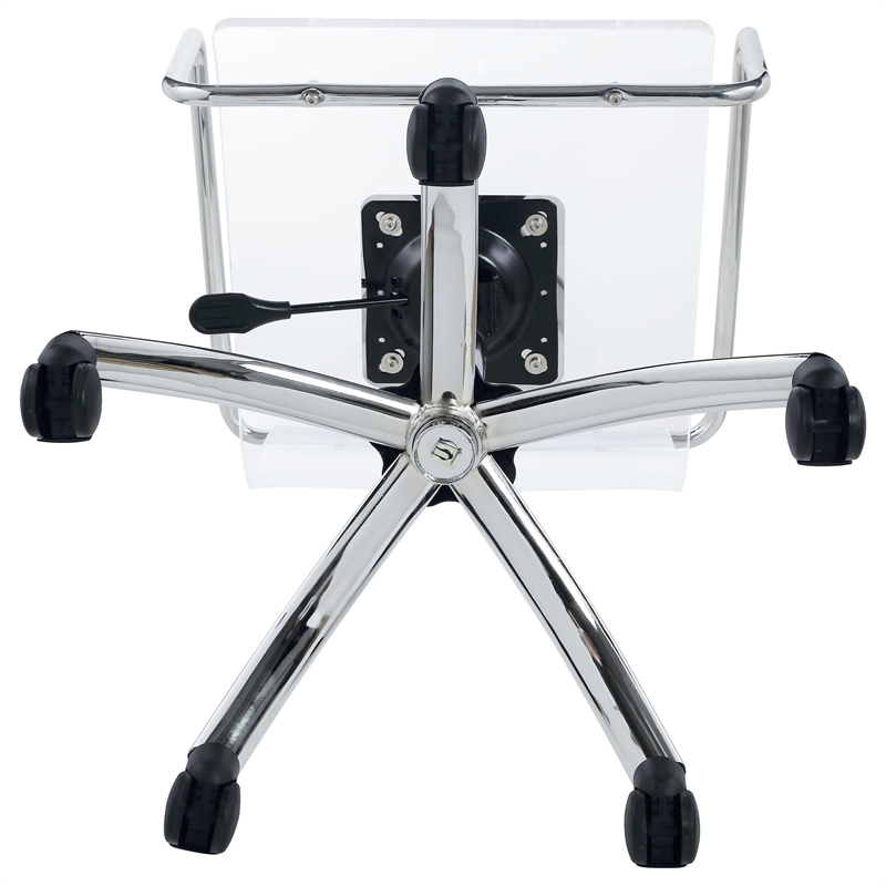 Pemberly Row Swivel Metal Frame Office Chair in Clear Acrylic Seat