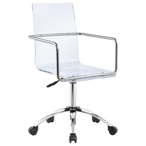 Pemberly Row Swivel Metal Frame Office Chair in Clear Acrylic Seat