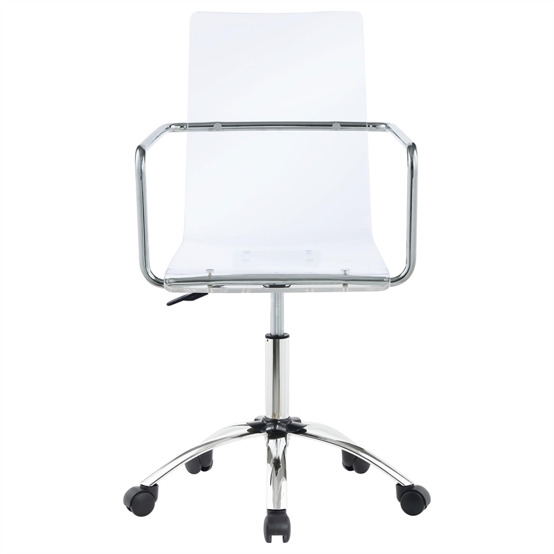 Pemberly Row Swivel Metal Frame Office Chair in Clear Acrylic Seat