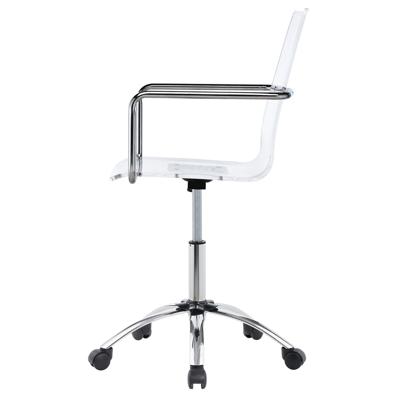 Pemberly Row Swivel Metal Frame Office Chair in Clear Acrylic Seat