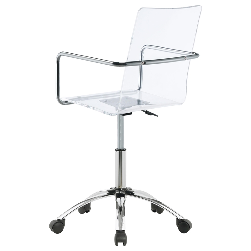 Pemberly Row Swivel Metal Frame Office Chair in Clear Acrylic Seat