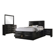 Pemberly Row 4-Piece Wood Queen Storage Bedroom Set in Black