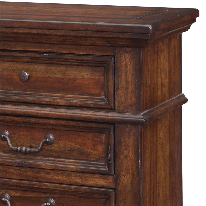 Pemberly Row Contemporary Tobacco Brown Wood 3-drawer Nightstand