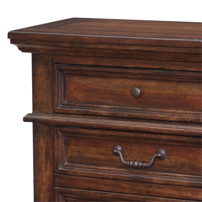 Pemberly Row Contemporary Tobacco Brown Wood 3-drawer Nightstand