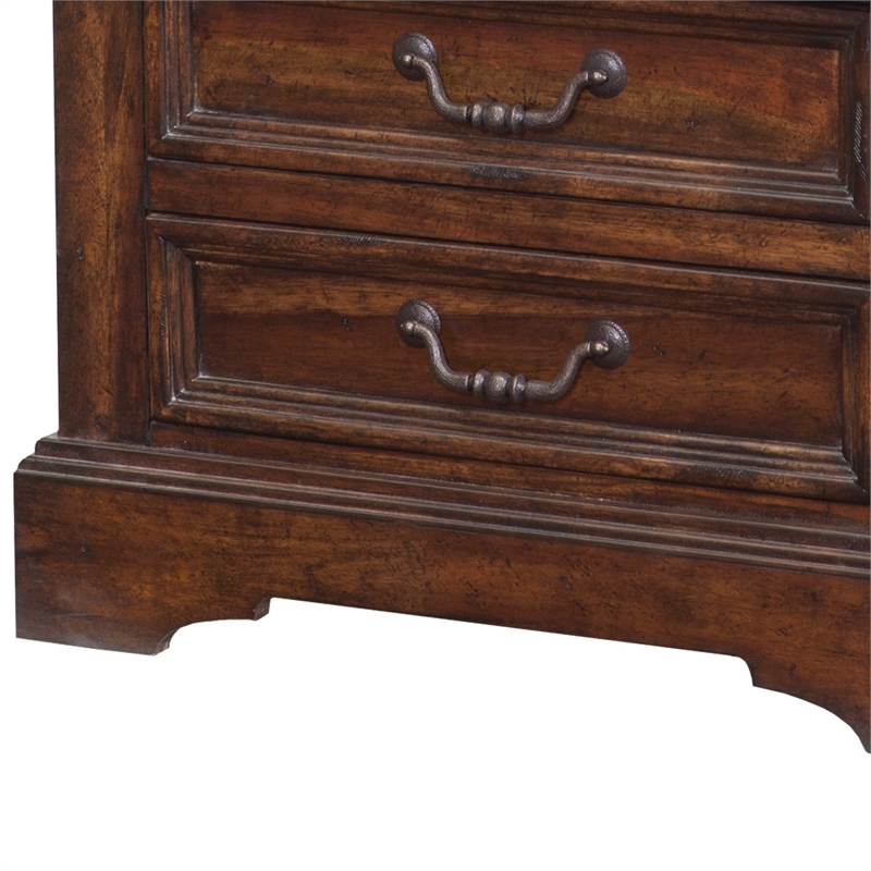 Pemberly Row Contemporary Tobacco Brown Wood 3-drawer Nightstand