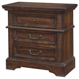 Pemberly Row Contemporary Tobacco Brown Wood 3-drawer Nightstand