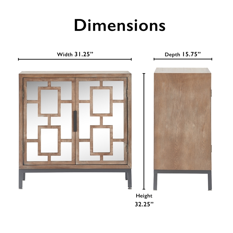 Pemberly Row Contemporary Short Mirrored Accent Cabinet Ash Gray
