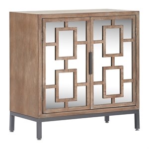 Pemberly Row Contemporary Short Mirrored Accent Cabinet Ash Gray
