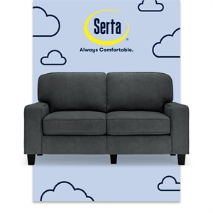 Pemberly Row 61&quot Track Arm Sofa Loveseat with Removable Covers Charcoal