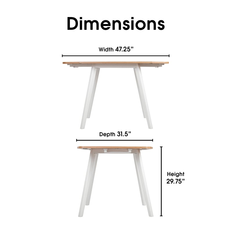Pemberly Row Contemporary Extendable Dining Table Oak and White