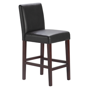Pemberly Row 25.5&quot Leather Counter Stool Set of 2 Chocolate Dark Brown