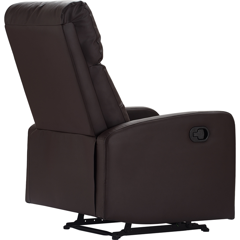 Pemberly Row Modern / Contemporary Leather Recliner Chair Dark Brown