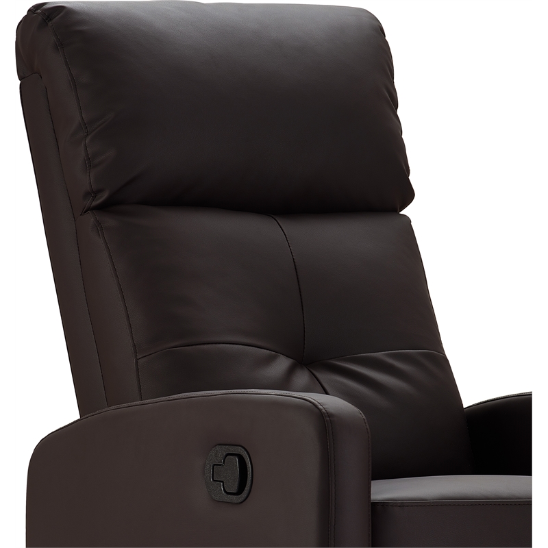 Pemberly Row Modern / Contemporary Leather Recliner Chair Dark Brown