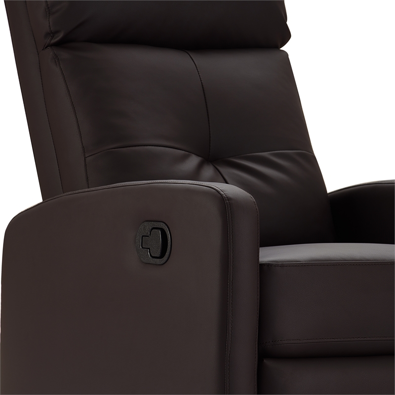 Pemberly Row Modern / Contemporary Leather Recliner Chair Dark Brown