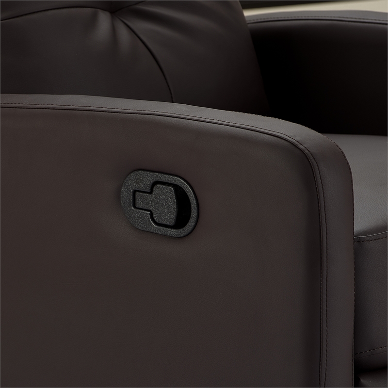 Pemberly Row Modern / Contemporary Leather Recliner Chair Dark Brown