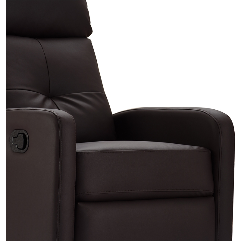 Pemberly Row Modern / Contemporary Leather Recliner Chair Dark Brown