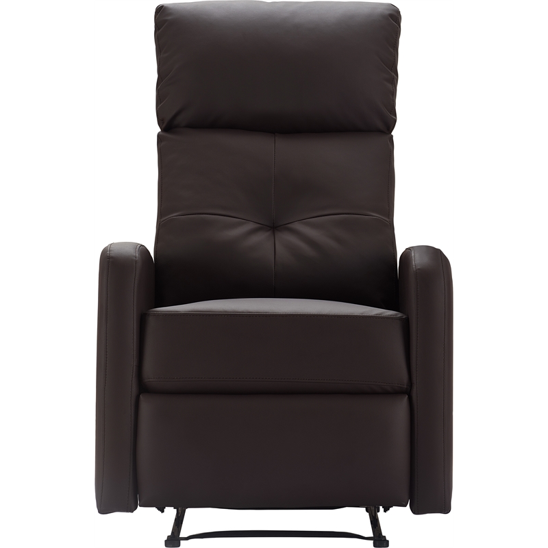 Pemberly Row Modern / Contemporary Leather Recliner Chair Dark Brown