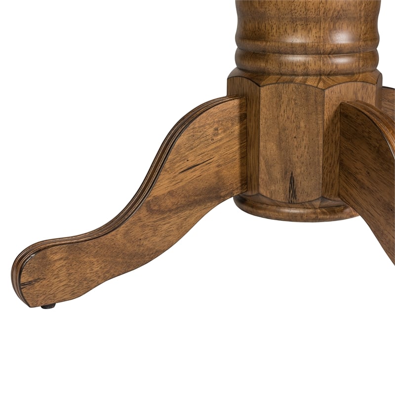 Pemberly Row Contemporary Medium Brown 5 Piece Pedestal Table Set