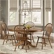 Pemberly Row Contemporary Medium Brown 5 Piece Pedestal Table Set
