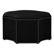 Pemberly Row Velvet Upholstered Octagon Cocktail Ottoman in Black