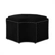 Pemberly Row Velvet Upholstered Octagon Cocktail Ottoman in Black