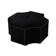 Pemberly Row Velvet Upholstered Octagon Cocktail Ottoman in Black
