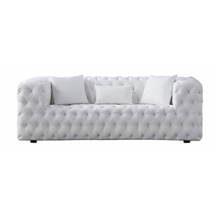 Pemberly Row Modern / Contemporary Tufted Faux leather Sofa in White