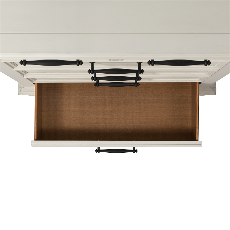 Pemberly Row Contemporary Wood 6 Spacious Drawers Chest in Off White