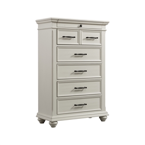 Pemberly Row Contemporary Wood 6 Spacious Drawers Chest in Off White