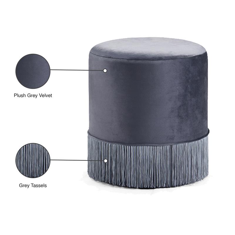 Pemberly Row Modern / Contemporary Velvet Ottoman/Stool in Gray