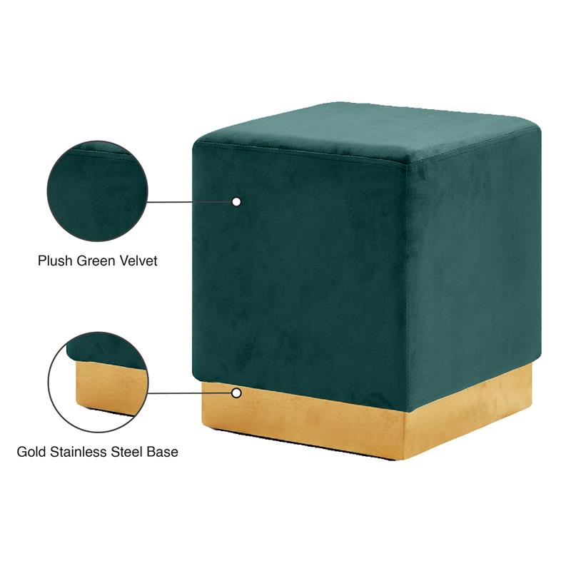 Pemberly Row Modern / Contemporary Velvet Ottoman/Stool in Green