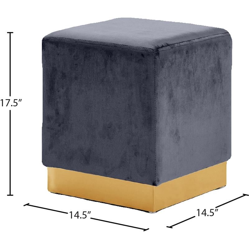 Pemberly Row Modern / Contemporary Velvet Ottoman/Stool in Gray