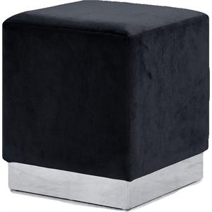 Pemberly Row Modern / Contemporary Velvet Ottoman/Stool in Black