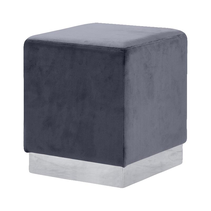 Pemberly Row Modern / Contemporary Velvet Ottoman/Stool in Gray
