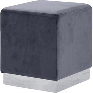 Pemberly Row Modern / Contemporary Velvet Ottoman/Stool in Gray