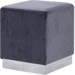 Pemberly Row Modern / Contemporary Velvet Ottoman/Stool in Gray