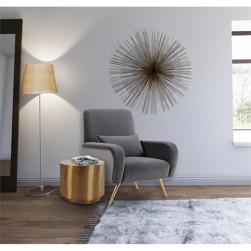 Pemberly Row Contemporary Transitional Marble End Table in Gold