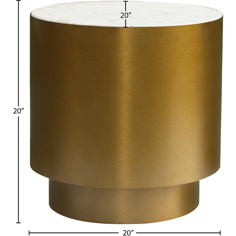 Pemberly Row Contemporary Transitional Marble End Table in Gold