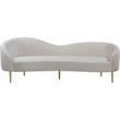 Pemberly Row Contemporary Transitional Velvet Sofa in Cream Finish