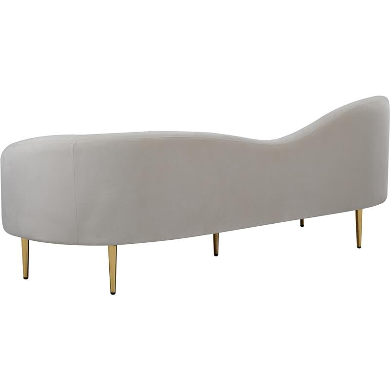 Pemberly Row Contemporary Transitional Velvet Sofa in Cream Finish