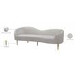 Pemberly Row Contemporary Transitional Velvet Sofa in Cream Finish