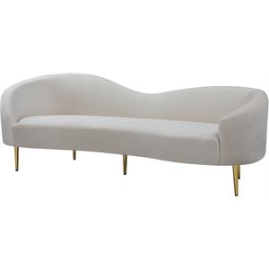 Pemberly Row Contemporary Transitional Velvet Sofa in Cream Finish