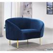 Pemberly Row Contemporary Velvet Accent Chair in Navy and Gold